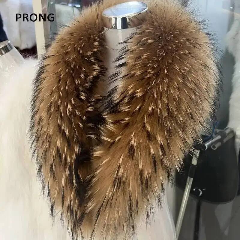 Shawl Wrap Winter - Natural Raccoon Fur Collar Real Fur