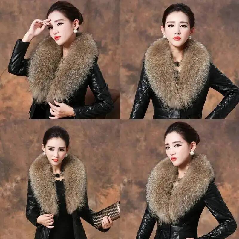 Natural Raccoon Fur Collar Rea - Shawl Wrap Winter recension och pris