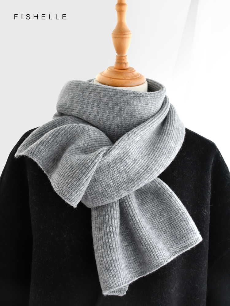 Gray solid color cashmere scar - Wool Scarf Men recension och pris