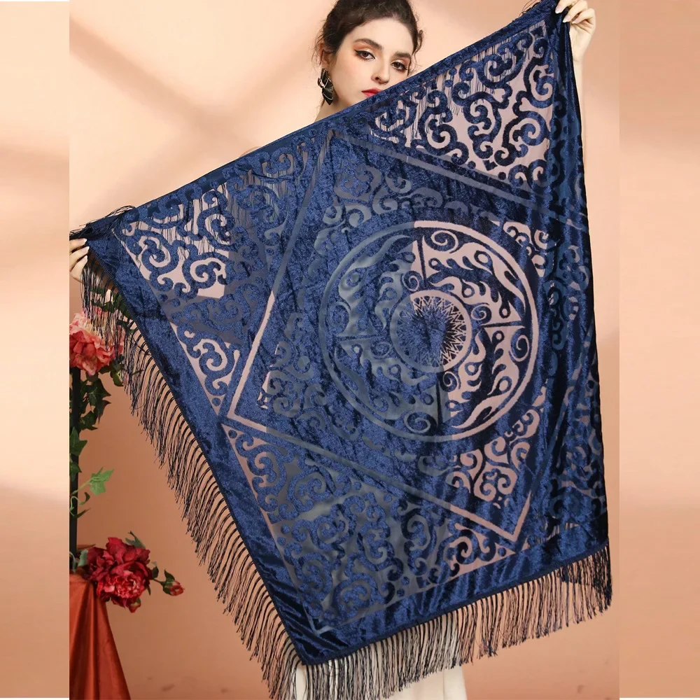 AW25 Velvet Jacquard Shawl wit - Shawl Wrap Winter recension och pris